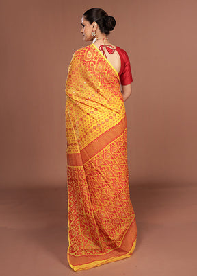 Yellow Jamdani Cotton Saree Without Blouse Piece