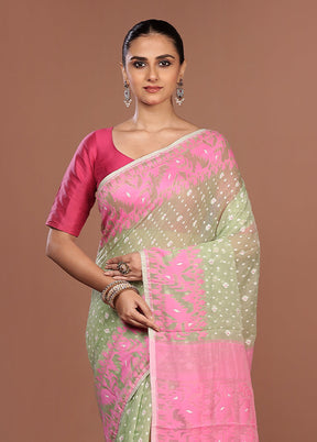 Pink Jamdani Cotton Saree Without Blouse Piece
