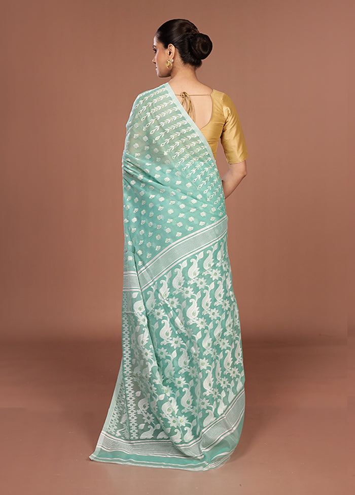 Green Jamdani Cotton Saree Without Blouse Piece