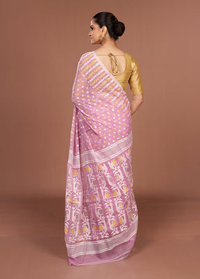 Pink Jamdani Cotton Saree Without Blouse Piece