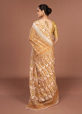 Cream Jamdani Cotton Saree Without Blouse Piece