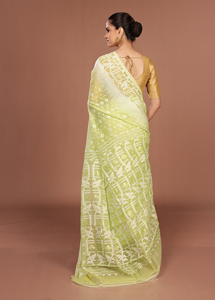 Green Jamdani Cotton Saree Without Blouse Piece