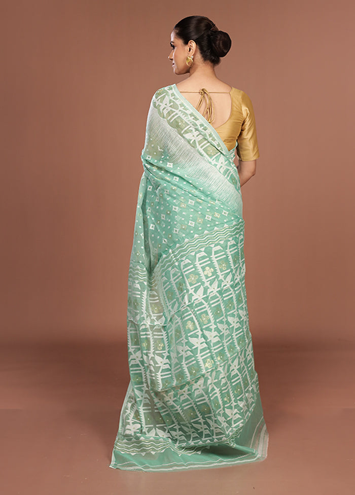 Green Jamdani Cotton Saree Without Blouse Piece