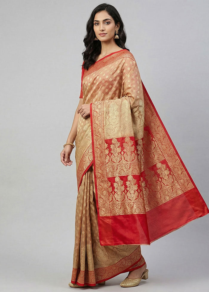 Pink Handloom Banarasi Pure Silk Saree With Blouse Piece