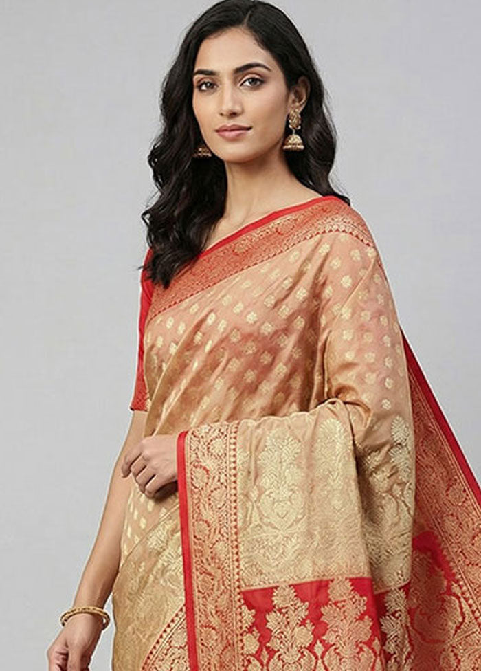 Pink Handloom Banarasi Pure Silk Saree With Blouse Piece