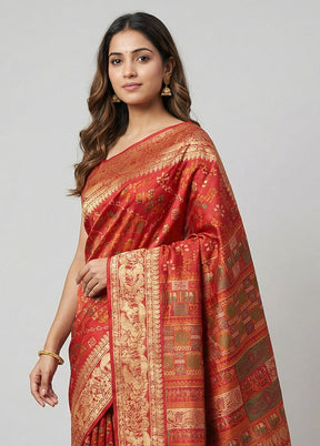 Pink Printed Silk Saree Without Blouse Piece