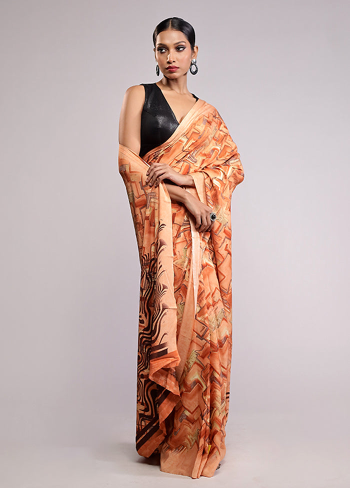 Yellow Chiffon Silk Saree With Blouse Piece