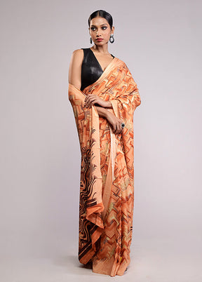 Yellow Chiffon Silk Saree With Blouse Piece