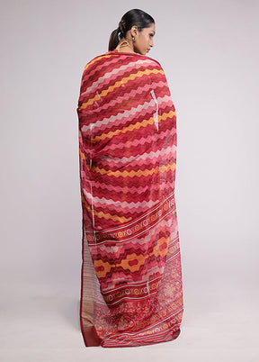 Pink Chiffon Silk Saree With Blouse Piece