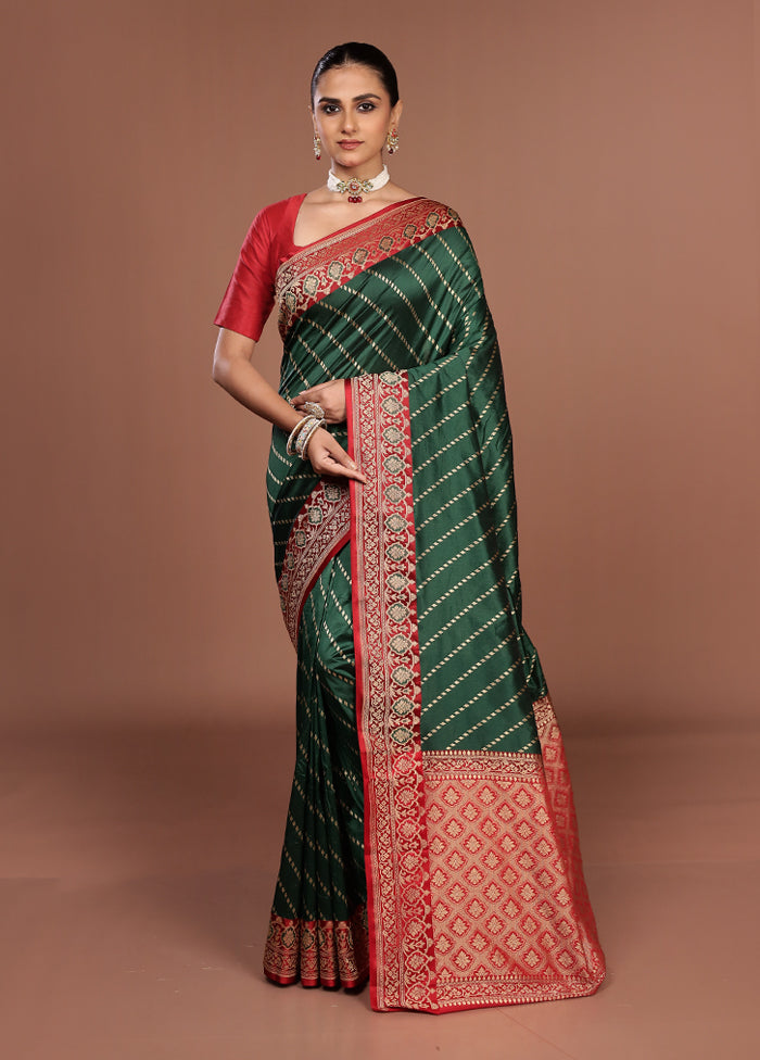 Green Katan Silk Saree With Blouse Piece