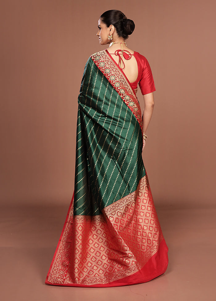 Green Katan Silk Saree With Blouse Piece