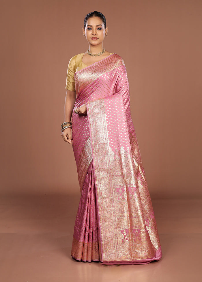 Purple Banarasi Silk Saree With Blouse Piece