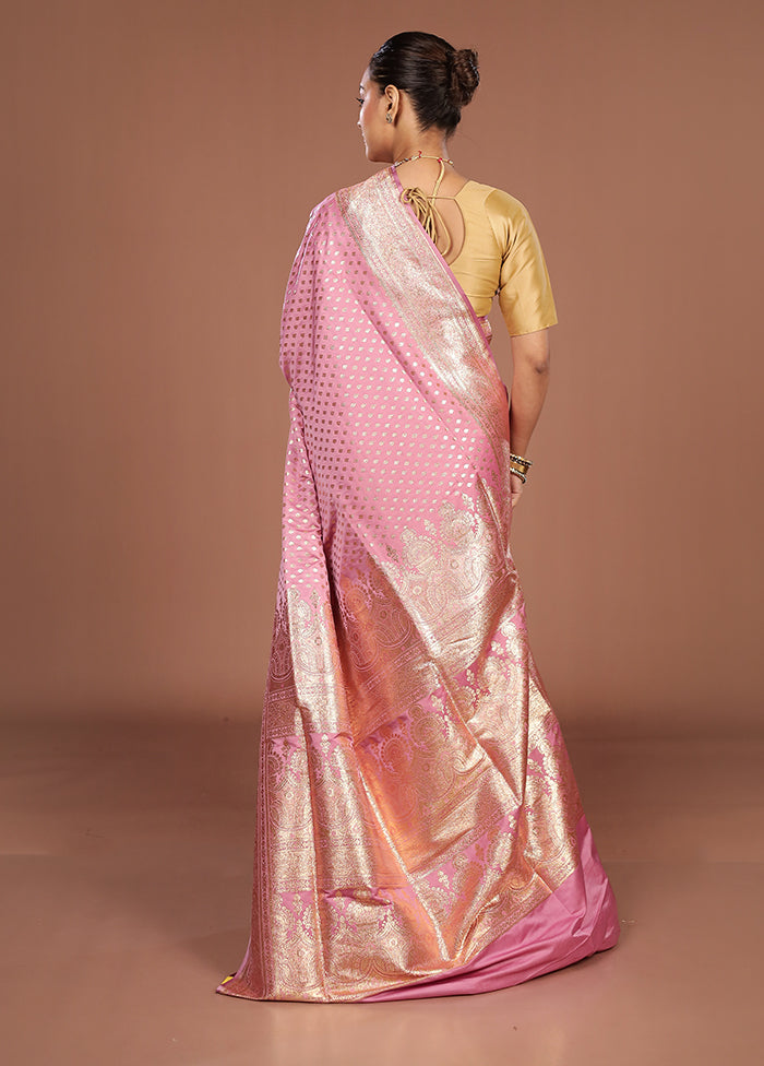 Purple Banarasi Silk Saree With Blouse Piece