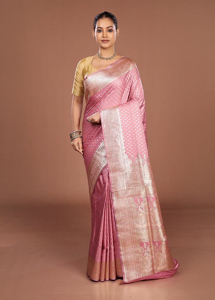 Purple Banarasi Silk Saree With Blouse Piece