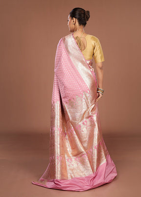 Purple Banarasi Silk Saree With Blouse Piece