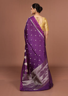 Purple Kora Silk Saree With Blouse Piece