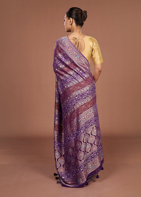 Purple Georgette Saree With Blouse Piece