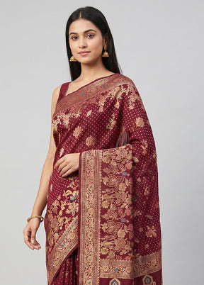 Maroon Georgette Saree With Blouse Piece