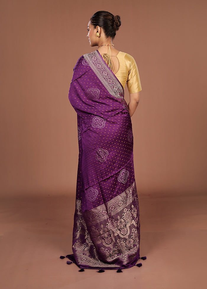 Purple Dupion Silk Saree With Blouse Piece