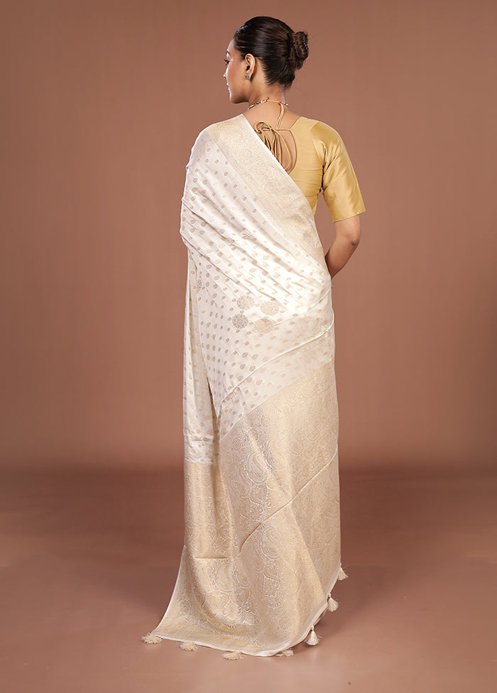 White Dupion Silk Saree With Blouse Piece