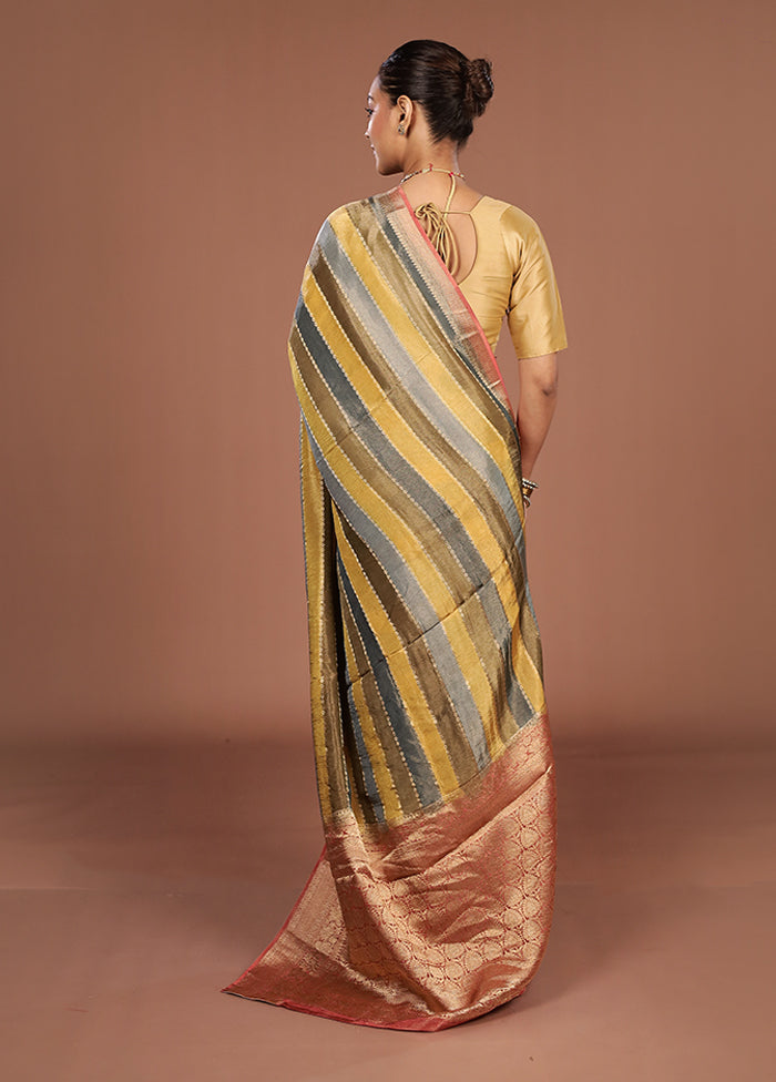 Multicolor Handloom Tissue Pure Silk Saree With Blouse Piece