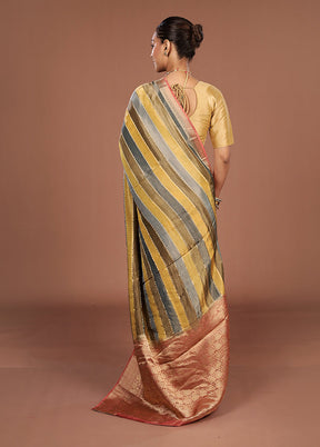 Multicolor Handloom Tissue Pure Silk Saree With Blouse Piece