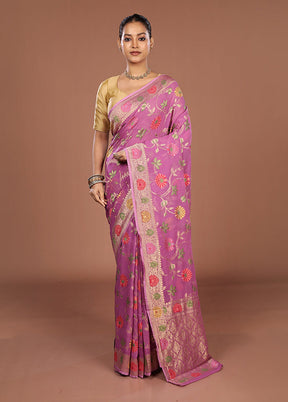Pink Georgette Saree With Blouse Piece