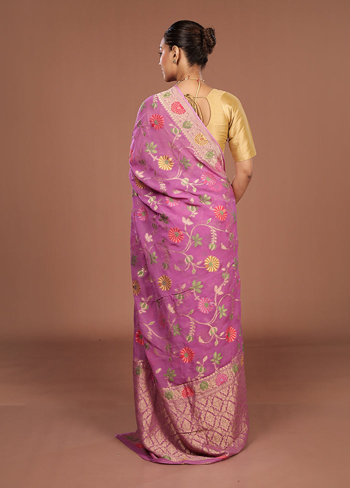 Pink Georgette Saree With Blouse Piece