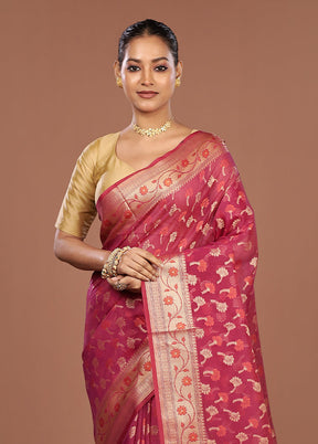 Purple Kora Silk Saree With Blouse Piece