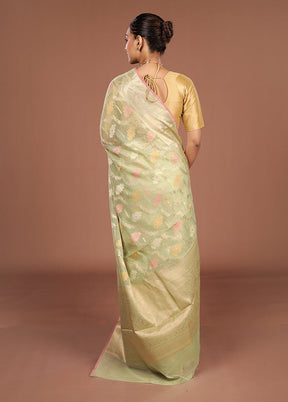 Green Kora Silk Saree With Blouse Piece