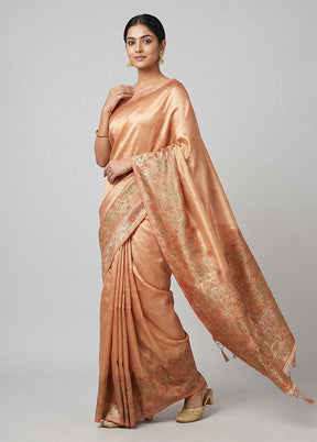 Pink Handloom Dupion Pure Silk Saree With Blouse Piece