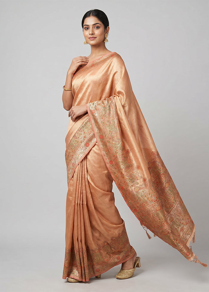 Pink Handloom Dupion Pure Silk Saree With Blouse Piece