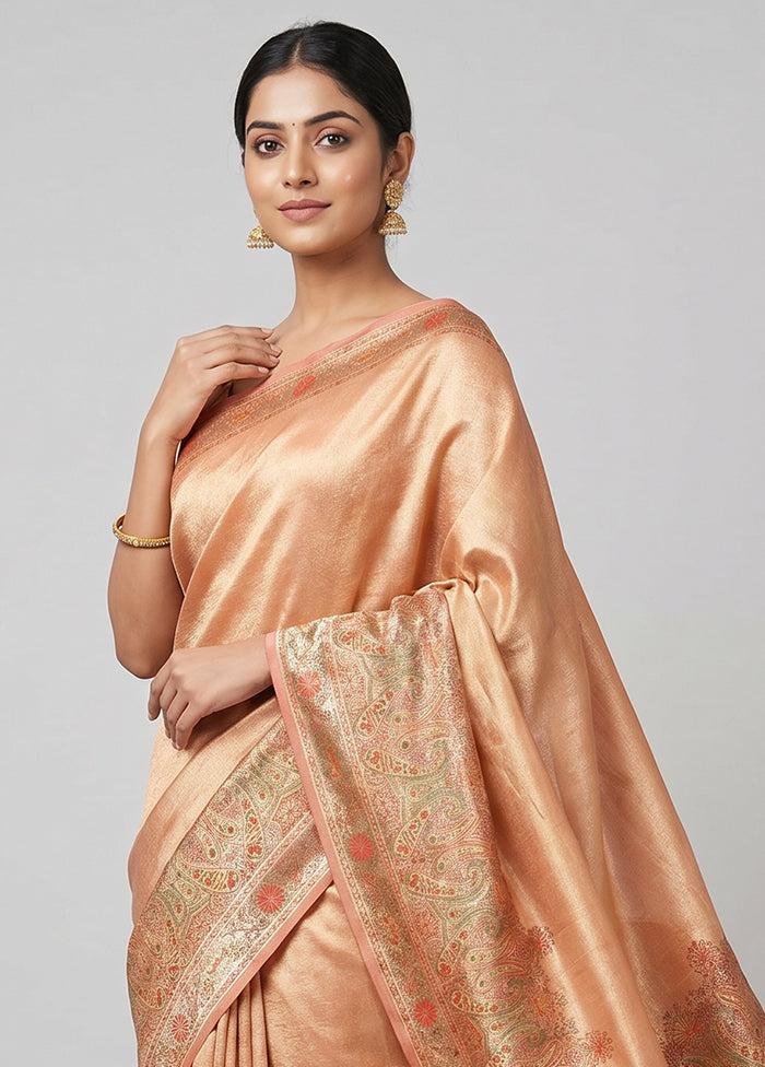 Pink Handloom Dupion Pure Silk Saree With Blouse Piece