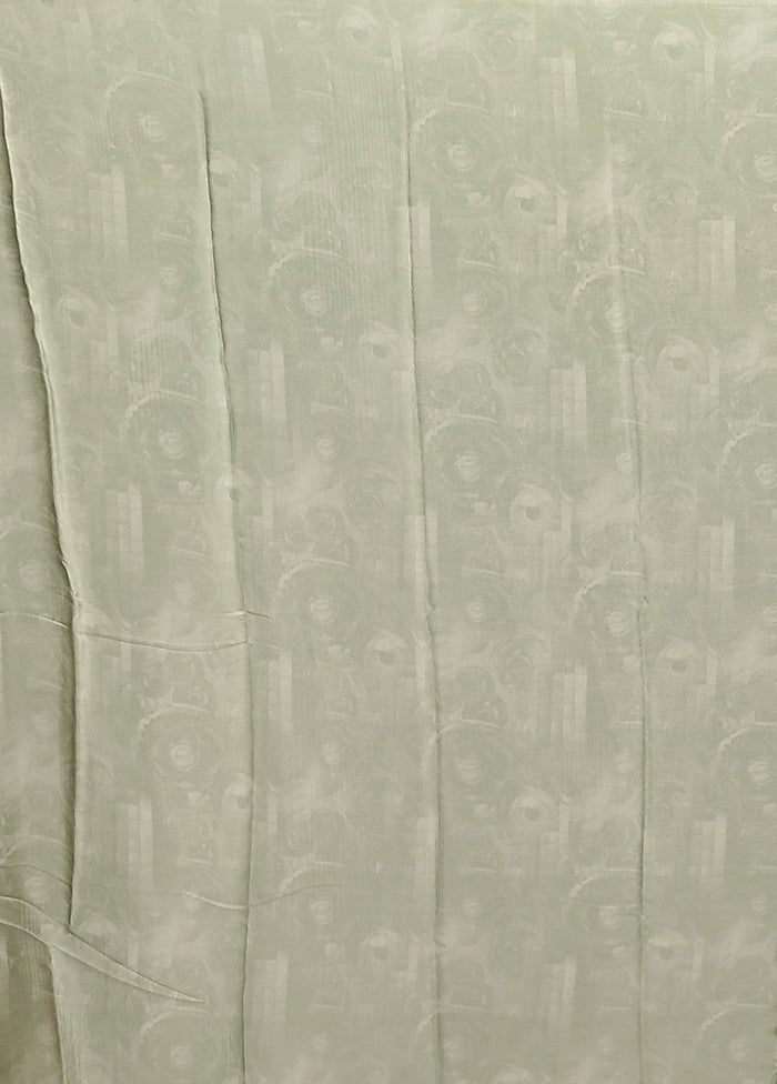 Green Printed Silk Saree With Blouse Piece