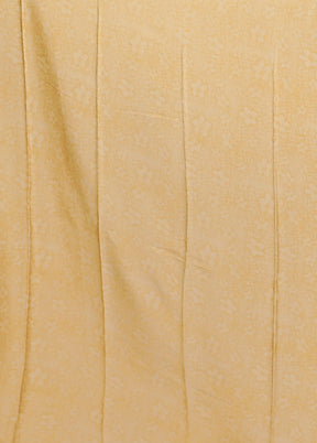 Yellow Printed Silk Saree Without Blouse Piece