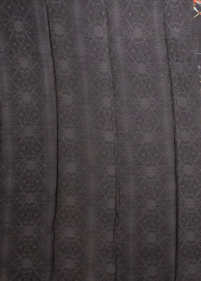 Black Printed Silk Saree With Blouse Piece