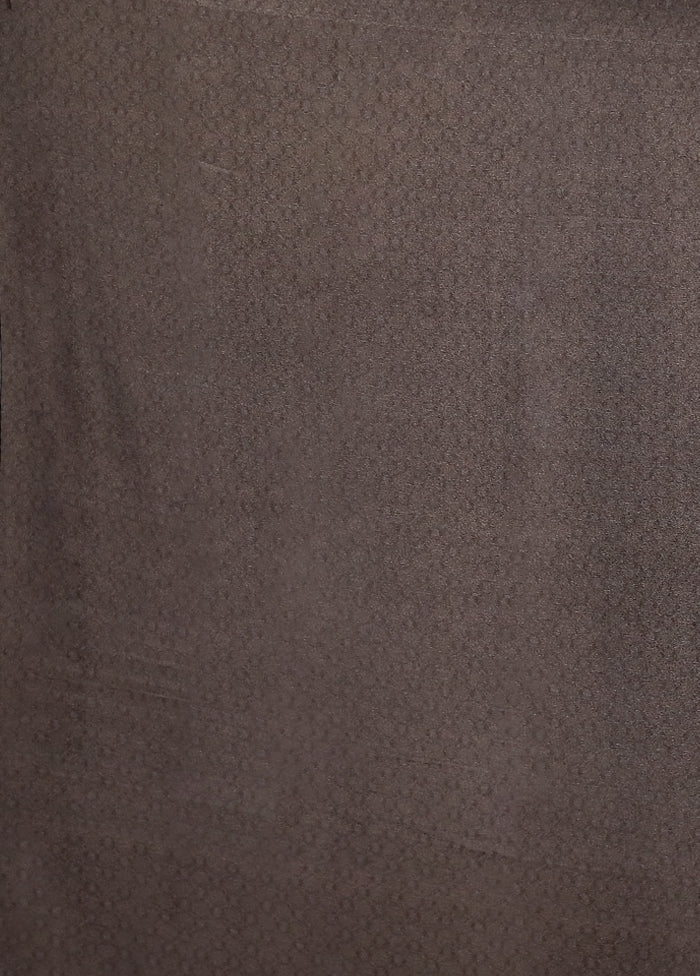 Brown Printed Silk Saree Without Blouse Piece
