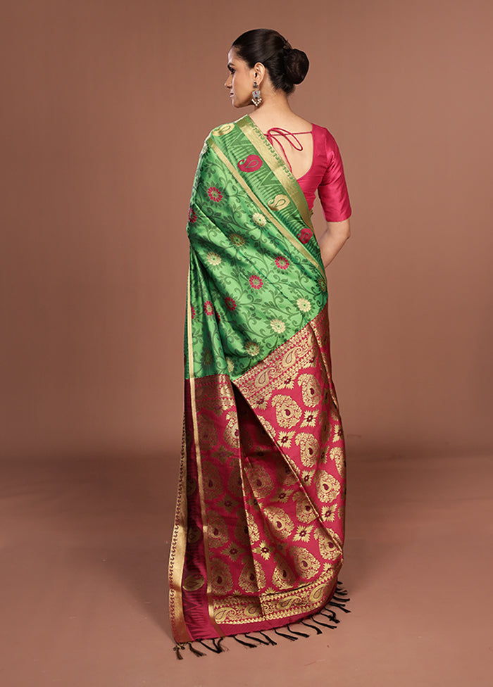 Green Kanjivaram Silk Saree With Blouse Piece