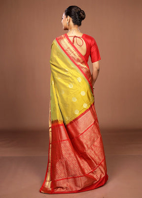 Green Kanjivaram Silk Saree With Blouse Piece