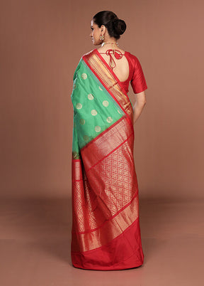 Green Kanjivaram Silk Saree With Blouse Piece