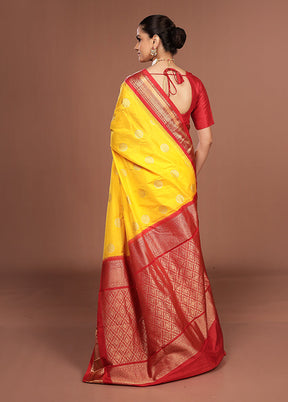 Yellow Kanjivaram Silk Saree With Blouse Piece