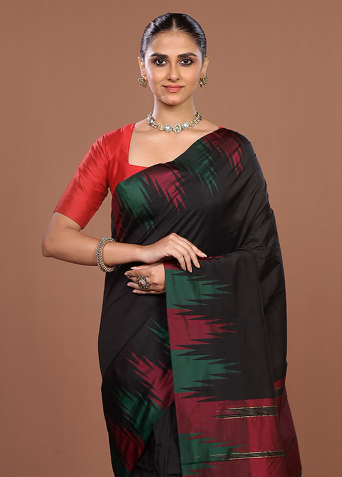Black Kanjivaram Silk Saree With Blouse Piece