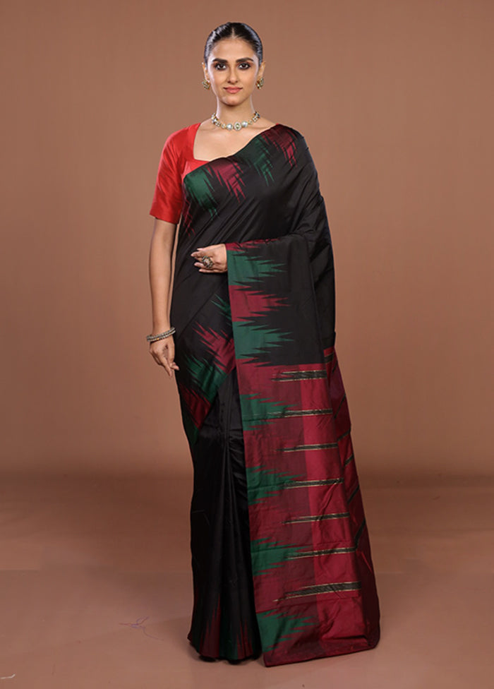 Black Kanjivaram Silk Saree With Blouse Piece