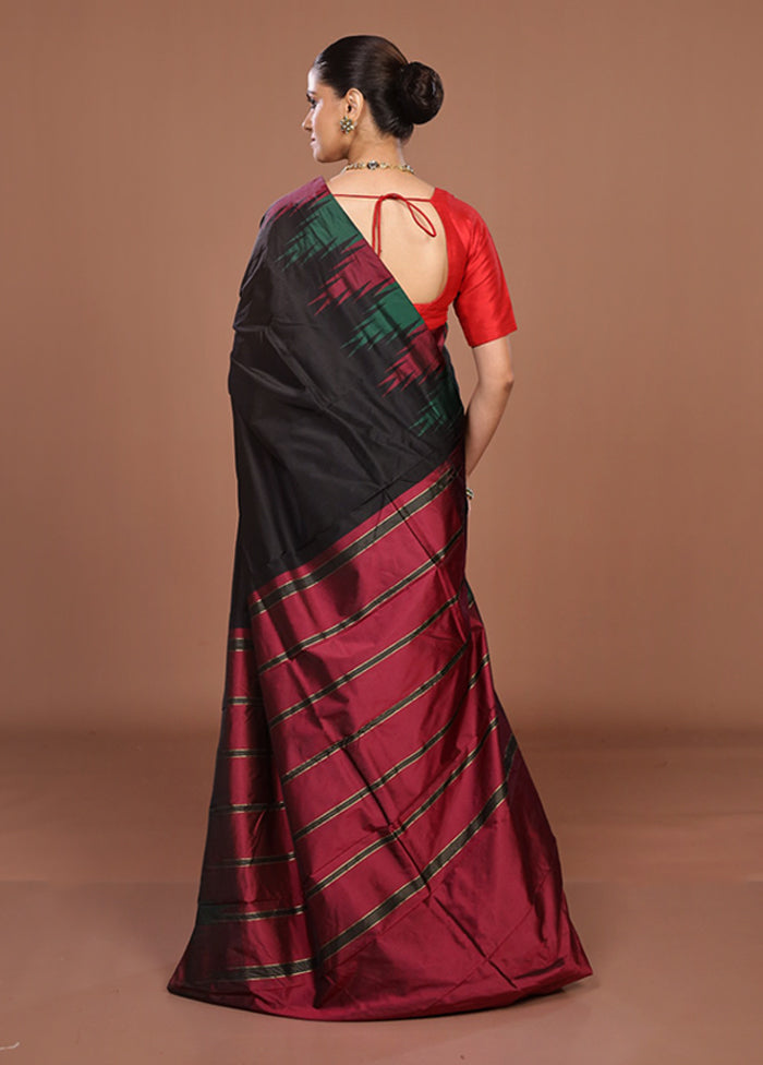 Black Kanjivaram Silk Saree With Blouse Piece