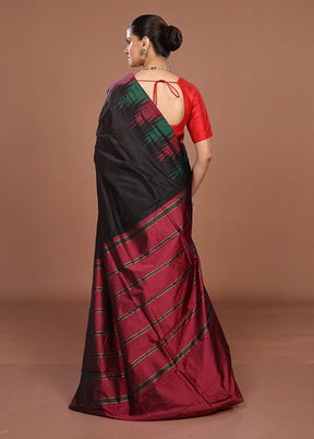 Black Kanjivaram Silk Saree With Blouse Piece