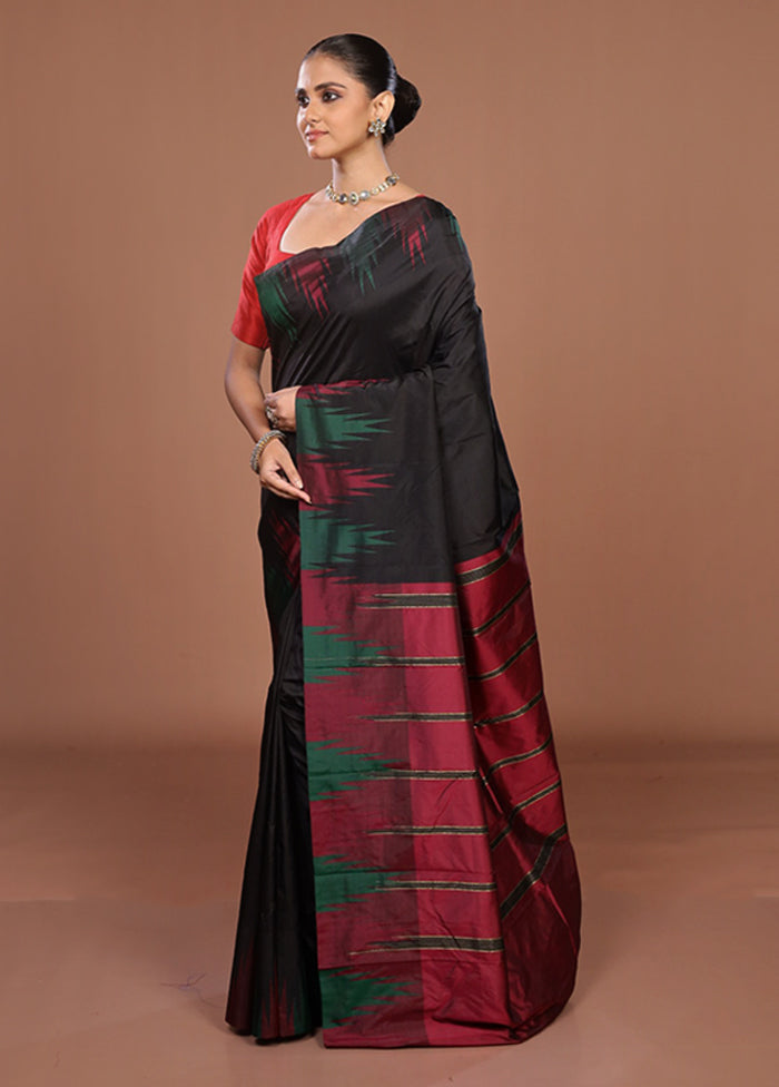 Black Kanjivaram Silk Saree With Blouse Piece