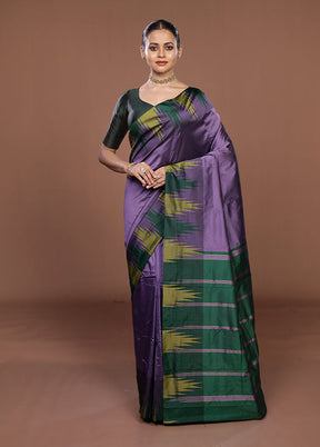 Purple Kanjivaram Silk Saree With Blouse Piece
