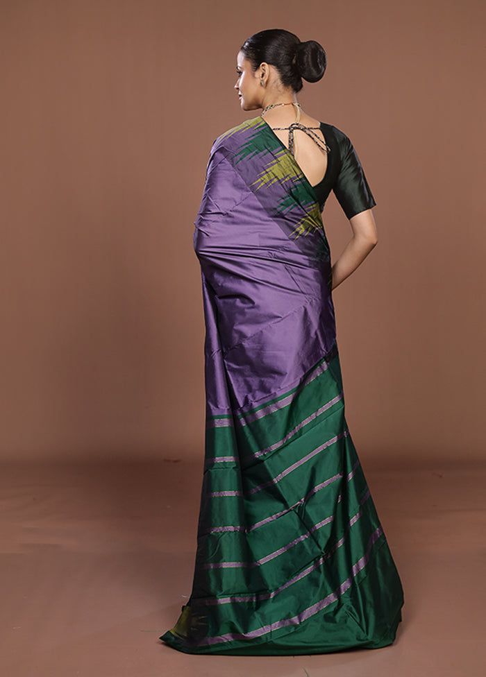 Purple Kanjivaram Silk Saree With Blouse Piece