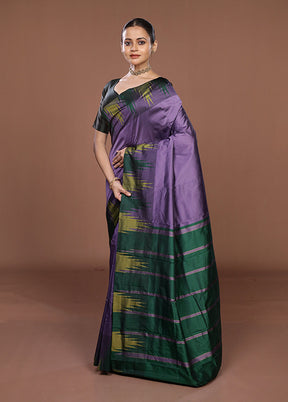 Purple Kanjivaram Silk Saree With Blouse Piece