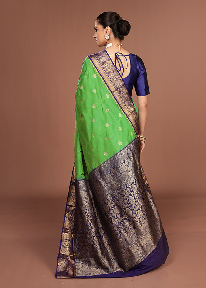 Green Kanjivaram Silk Saree With Blouse Piece